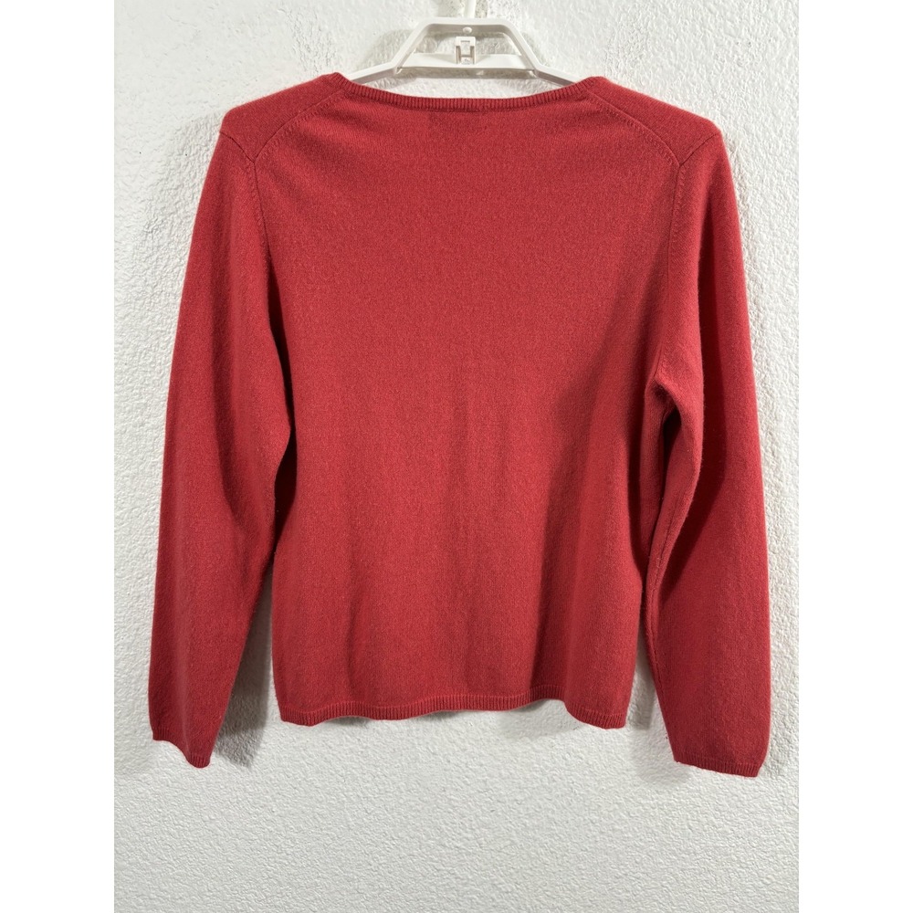 Charter Club Sweater Womens Large Orange V Neck 2 Ply 100% Cashmere Pullover - Picture 6 of 7
